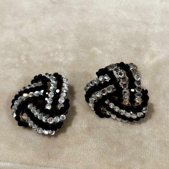 VINTAGE BELLINI DESIGNER  BLACK  & CLEAR SCROLL CRYSTAL HAND MADE NEW - Picture 10 of 11